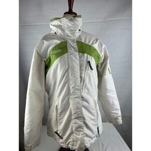 Vintage 90s Columbia Womens M Winter Ski Snowboard Jacket White Full Zip Pockets